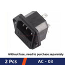 2PCS AC Power Cord Plug Socket Female Male Extension Cable AC-01/02/03/04/05/06 3 Pin Core 10A 250V Pure Copper With Switch Fuse