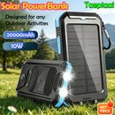 Solar Power Bank 20000mAh Portable Charging Poverbank External Battery Charger Strong Light LDE Light for All Smartphones