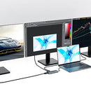 PULWTOP  Laptop Docking Station Dual Monitor with Dual HDMI+DP+Ethernet+SD/TF+USB C Port+Audio+PD for MacBook, Dell, HP