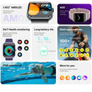 Smart Watch for Men's Women's 1.95-inch AMOLED HD Screen IP68 Waterproof 100+Sports Mode Fitness Tracker Heart Rate monitoring