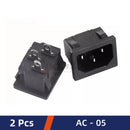 2PCS AC Power Cord Plug Socket Female Male Extension Cable AC-01/02/03/04/05/06 3 Pin Core 10A 250V Pure Copper With Switch Fuse