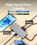 PULWTOP  Laptop Docking Station Dual Monitor with Dual HDMI+DP+Ethernet+SD/TF+USB C Port+Audio+PD for MacBook, Dell, HP