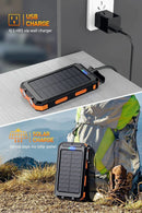 Solar Power Bank 20000mAh Portable Charging Poverbank External Battery Charger Strong Light LDE Light for All Smartphones