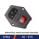 2PCS AC Power Cord Plug Socket Female Male Extension Cable AC-01/02/03/04/05/06 3 Pin Core 10A 250V Pure Copper With Switch Fuse
