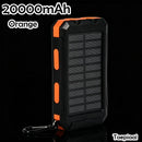 Solar Power Bank 20000mAh Portable Charging Poverbank External Battery Charger Strong Light LDE Light for All Smartphones