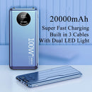 100W Super Fast Charging Power Bank 20000mAh Portable External Battery Charger Powerbank for iPhone 15 14 13 Pro Xiaomi Huawei