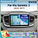 Android 16 For Kia Sorento 3 2014 - 2017 LHD 2K QLED Android Car Radio Multimedia Video Player GPS Stereo CarPlay 4G Head Unit