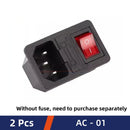 2PCS AC Power Cord Plug Socket Female Male Extension Cable AC-01/02/03/04/05/06 3 Pin Core 10A 250V Pure Copper With Switch Fuse