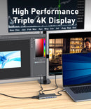 PULWTOP  Laptop Docking Station Dual Monitor with Dual HDMI+DP+Ethernet+SD/TF+USB C Port+Audio+PD for MacBook, Dell, HP