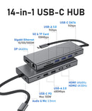 PULWTOP  Laptop Docking Station Dual Monitor with Dual HDMI+DP+Ethernet+SD/TF+USB C Port+Audio+PD for MacBook, Dell, HP